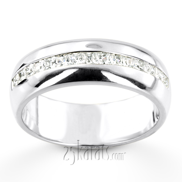 0.75 ct. Princess Cut Channel Set Diamond Man Ring - view 3