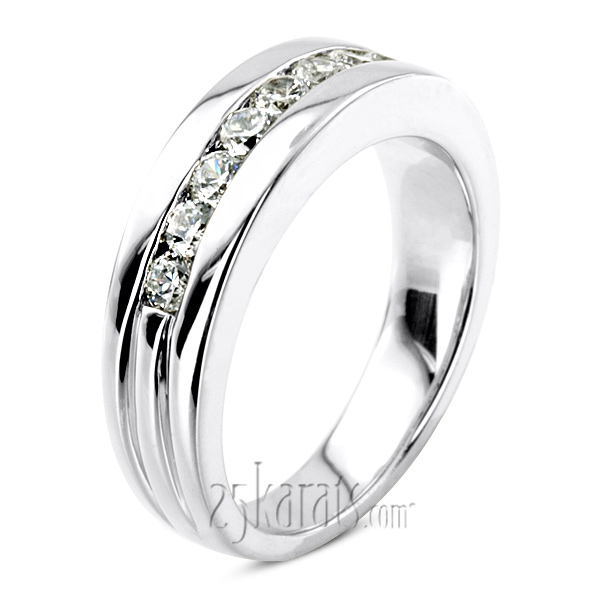 0.56 ct. Round Cut Channel Set Men's Diamond Ring - view 2