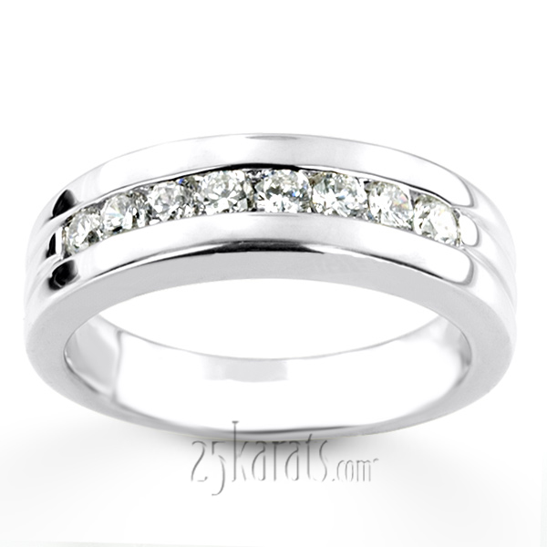 0.56 ct. Round Cut Channel Set Men's Diamond Ring - view 4