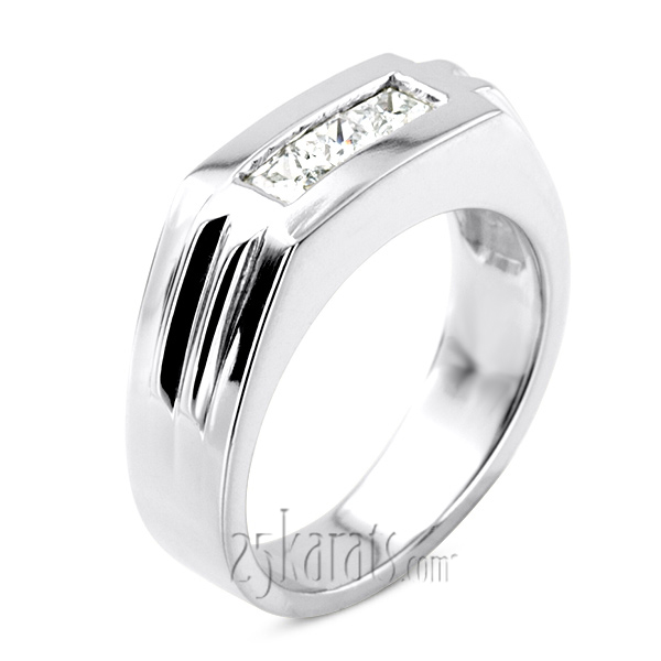 0.60 ct. Princess Cut Channel Set Diamond Man Ring - view 2