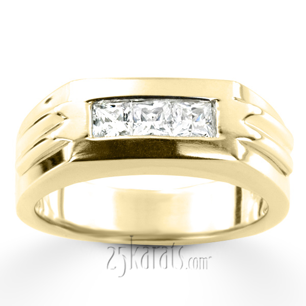 0.60 ct. Princess Cut Channel Set Diamond Man Ring - view 3