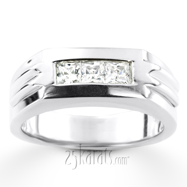 0.60 ct. Princess Cut Channel Set Diamond Man Ring - view 4