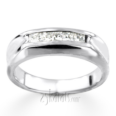 0.50 ct. Five Stone Princess Cut Channel Set Diamond Men Ring - view 3 of 6