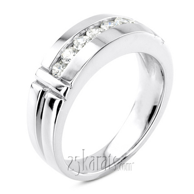 0.56 ct. Round Cut Channel Set Diamond Men's Ring