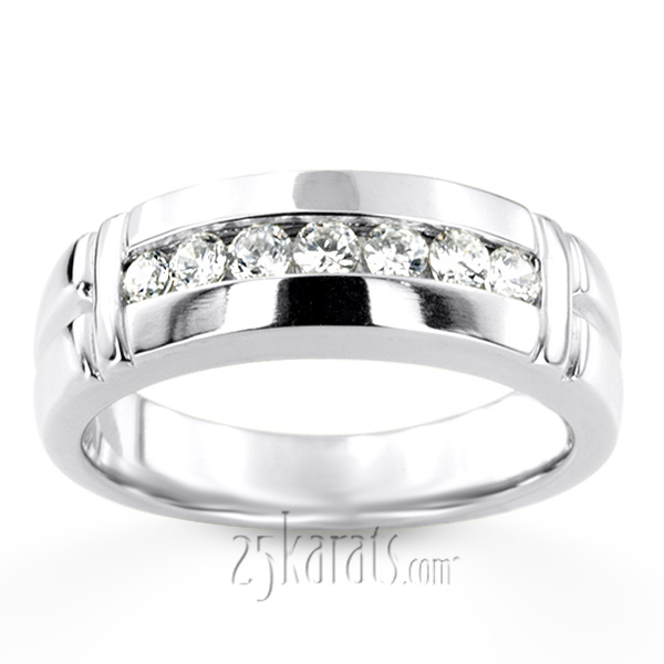 0.56 ct. Round Cut Channel Set Diamond Man Ring - view 3