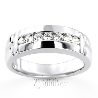 0.56 ct. Round Cut Channel Set Diamond Man Ring - view 3 of 8