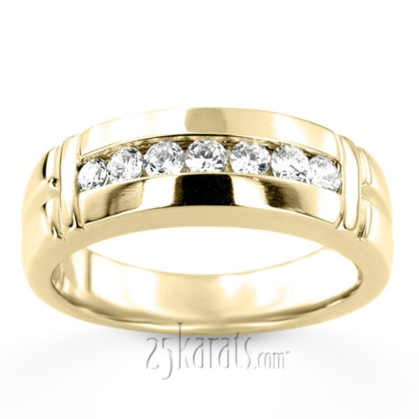 0.56 ct. Round Cut Channel Set Diamond Man Ring - view 4