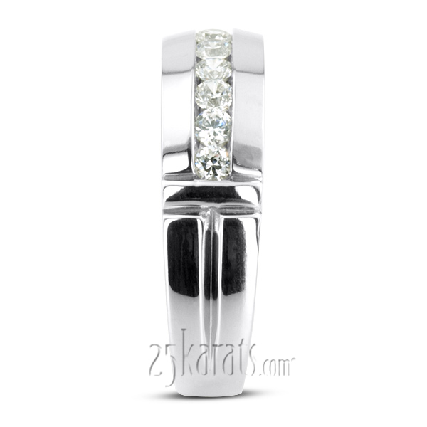 0.56 ct. Round Cut Channel Set Diamond Man Ring - view 5