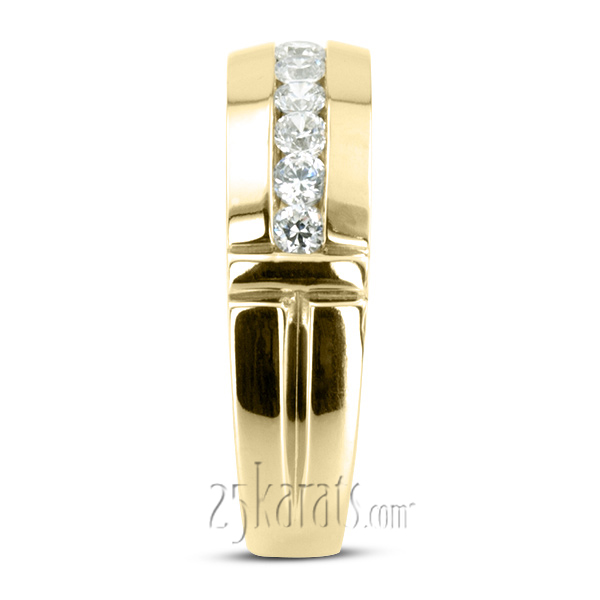 0.56 ct. Round Cut Channel Set Diamond Man Ring - view 6