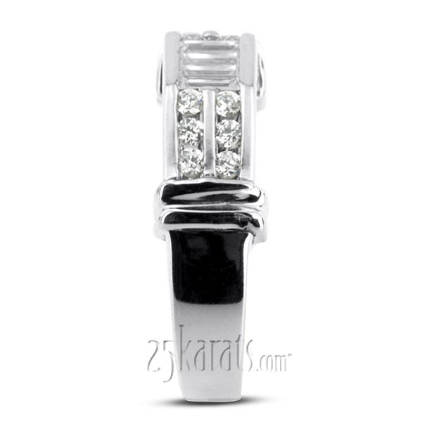 0.50 ct. t.w.  Round and Baguette Cut Channel Set Diamond Man Ring - view 5