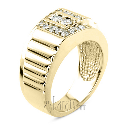 0.62 ct. Round Cut Pave Set Diamond Men's Ring