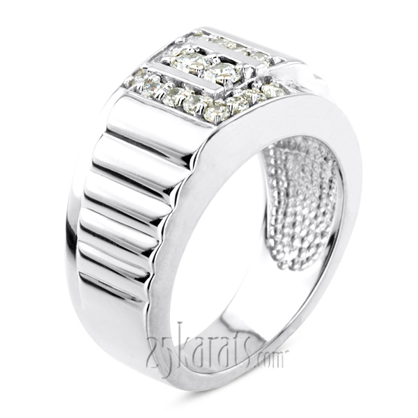 0.62 ct. Round Cut Pave Set Diamond Men Ring - view 2