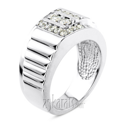 0.62 ct. Round Cut Pave Set Diamond Men Ring - view 2 of 6