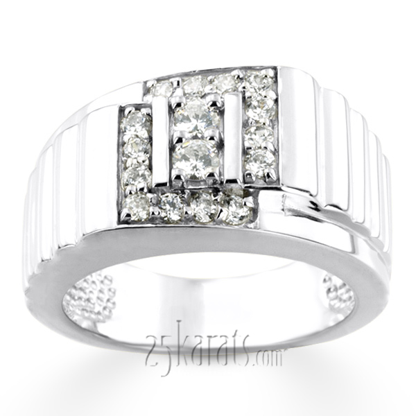 0.62 ct. Round Cut Pave Set Diamond Men Ring - view 4