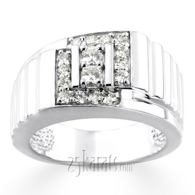 0.62 ct. Round Cut Pave Set Diamond Men Ring - view 4 of 6