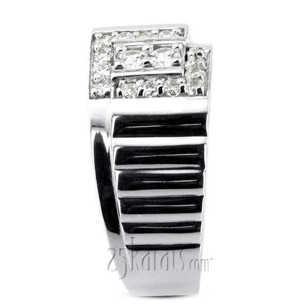 0.62 ct. Round Cut Pave Set Diamond Men Ring - view 6