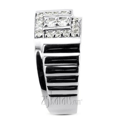 0.62 ct. Round Cut Pave Set Diamond Men Ring - view 6 of 6