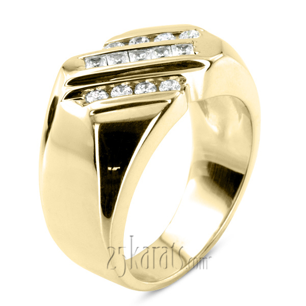 0.49 ct. Round Cut Channel Set Diamond Men Ring - view 2