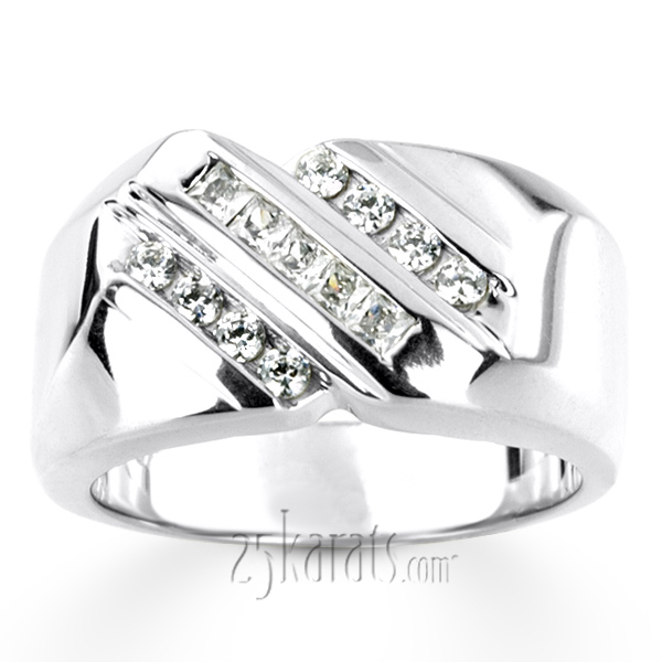 0.49 ct. Round Cut Channel Set Diamond Men Ring - view 3