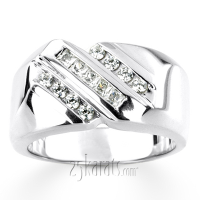 0.49 ct. Round Cut Channel Set Diamond Men Ring - view 3 of 6