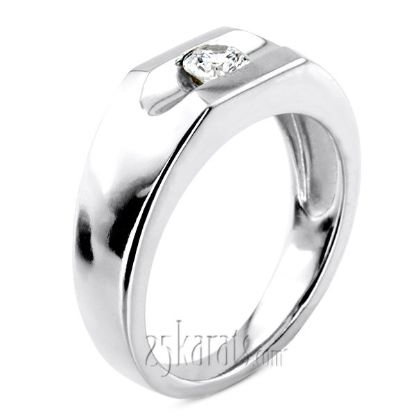 0.35 ct. Solitaire Tension Set Diamond Men Ring - view 2