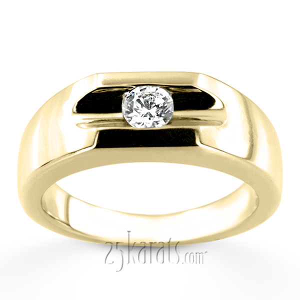 0.35 ct. Solitaire Tension Set Diamond Men Ring - view 3