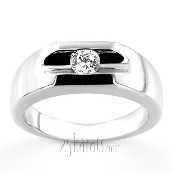 0.35 ct. Solitaire Tension Set Diamond Men Ring - view 4