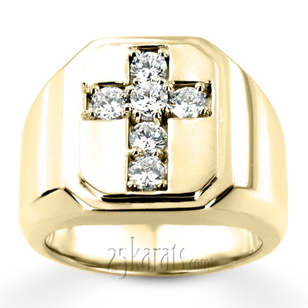 0.90 ct. Religious Diamond Man Ring - view 3