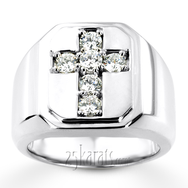 0.90 ct. Religious Diamond Man Ring - view 4