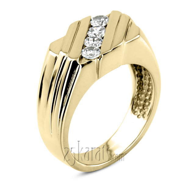 0.60 ct. Round Cut Channel Set Man Diamond Ring - view 2