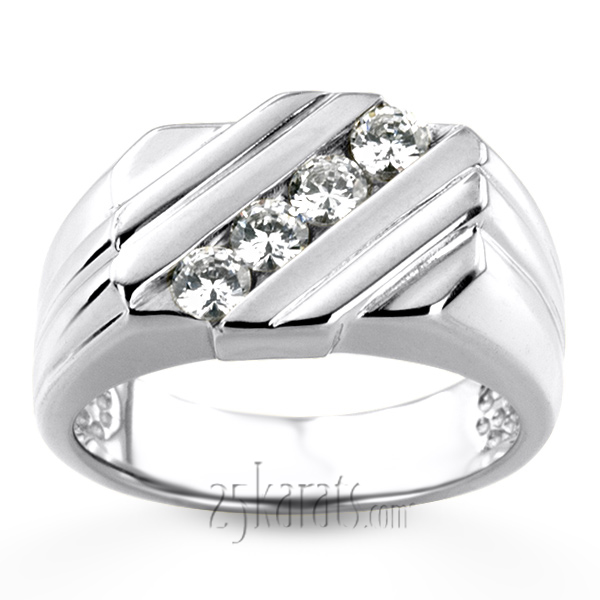 0.60 ct. Round Cut Channel Set Man Diamond Ring - view 3