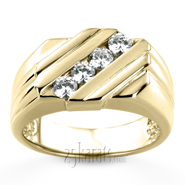 0.60 ct. Round Cut Channel Set Man Diamond Ring - view 4