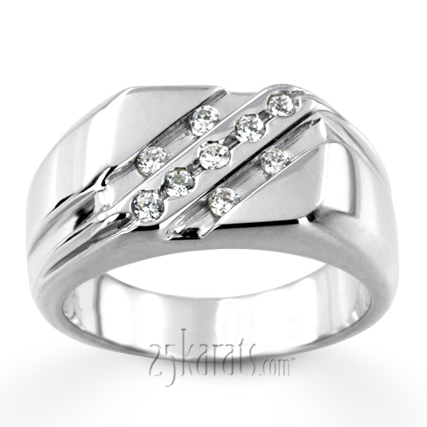 0.27 ct. Round Cut Fancy Diamond Men's Ring - view 3