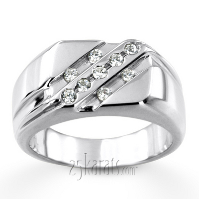 0.27 ct. Round Cut Fancy Diamond Men's Ring - view 3 of 8