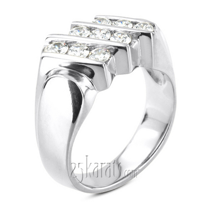 1.08 ct. Round Cut Bar Set Diamond Men's Ring