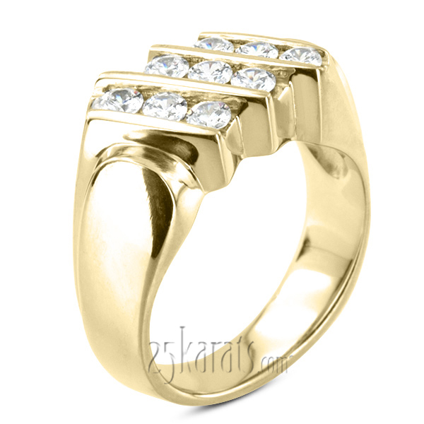 1.08 ct. Round Cut Bar Set Diamond Men  Ring - view 2