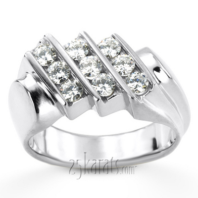 1.08 ct. Round Cut Bar Set Diamond Men  Ring - view 3 of 7