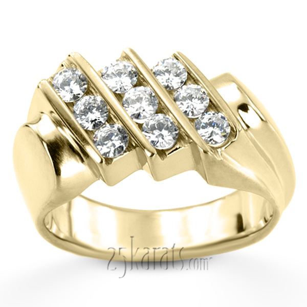 1.08 ct. Round Cut Bar Set Diamond Men  Ring - view 4