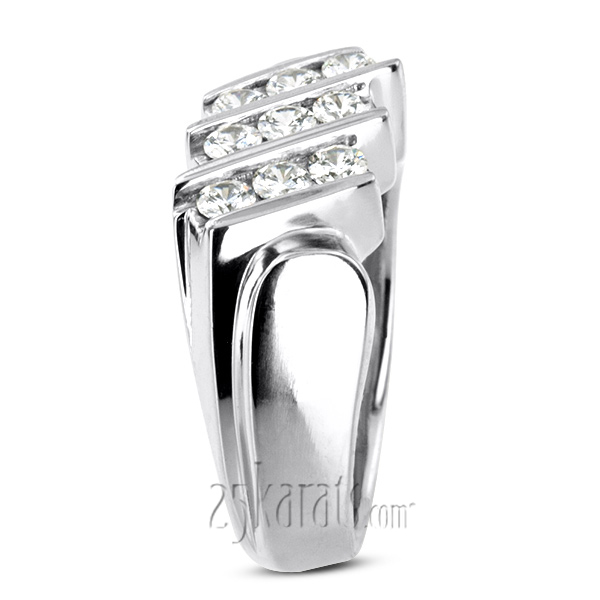 1.08 ct. Round Cut Bar Set Diamond Men  Ring - view 5