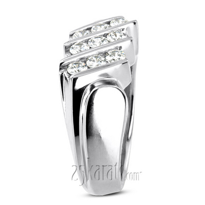 1.08 ct. Round Cut Bar Set Diamond Men  Ring - view 5 of 7