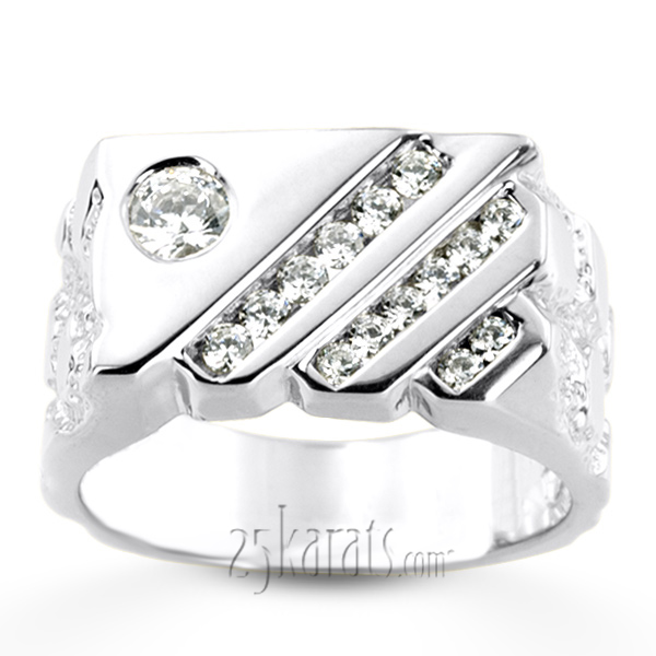 0.63 ct. Round Cut Channel Set Men Diamond Ring - view 3