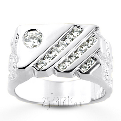 0.63 ct. Round Cut Channel Set Men Diamond Ring - view 3 of 6