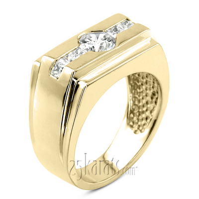 0.42 ct. Multi-shape Channel Set Diamond Men Ring - view 2 of 6