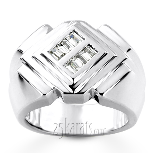 0.54 ct. t.w. Baguette Cut Channel Set Diamond Men  Ring - view 3