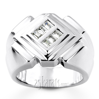 0.54 ct. t.w. Baguette Cut Channel Set Diamond Men  Ring - view 3 of 6