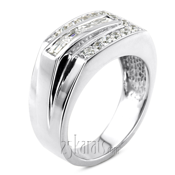 1.02 ct. t.w. Channel and Prong Set Diamond Man Ring - view 2