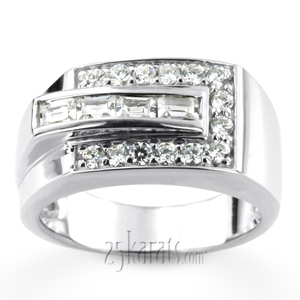 1.02 ct. t.w. Channel and Prong Set Diamond Man Ring - view 4