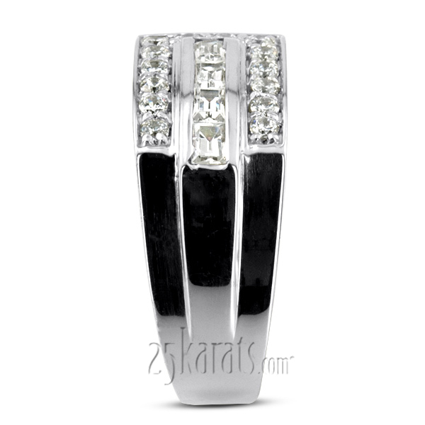 1.02 ct. t.w. Channel and Prong Set Diamond Man Ring - view 6