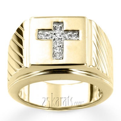 0.23 ct. Cross Diamond Man  Ring - view 4 of 6