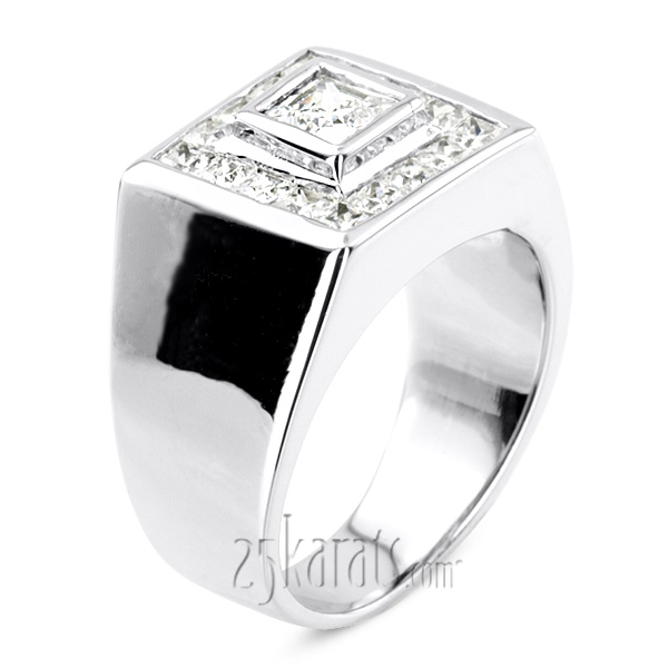 1.62 ct. Princess Cut Channel Set Mens Diamond  Ring - view 2